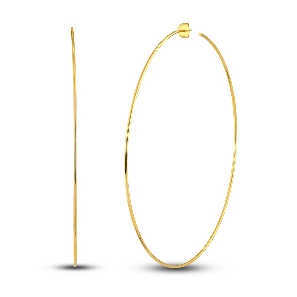 Round Wire Hoop Earrings 14K Yellow Gold 90mm CAnYCZwI