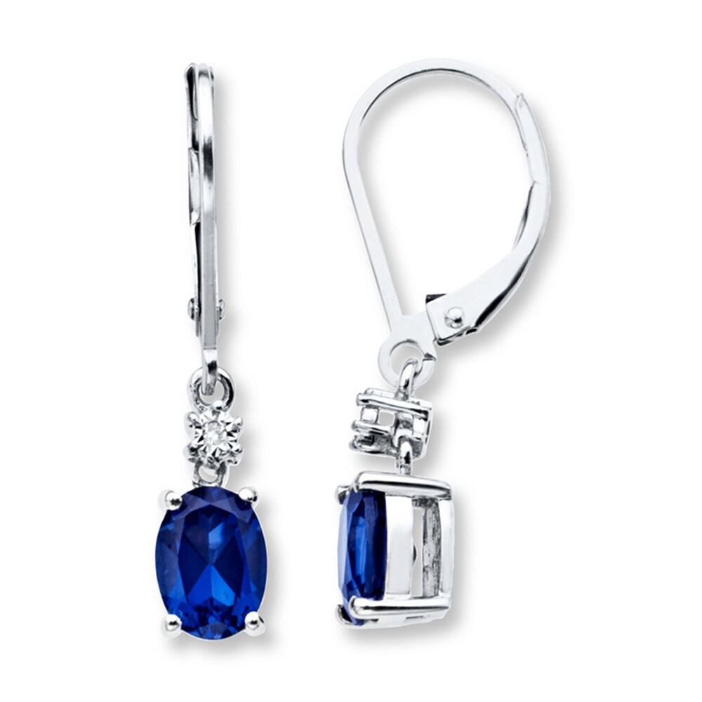 Lab-Created Sapphire Earrings with Diamonds Sterling Silver CC23KtrA