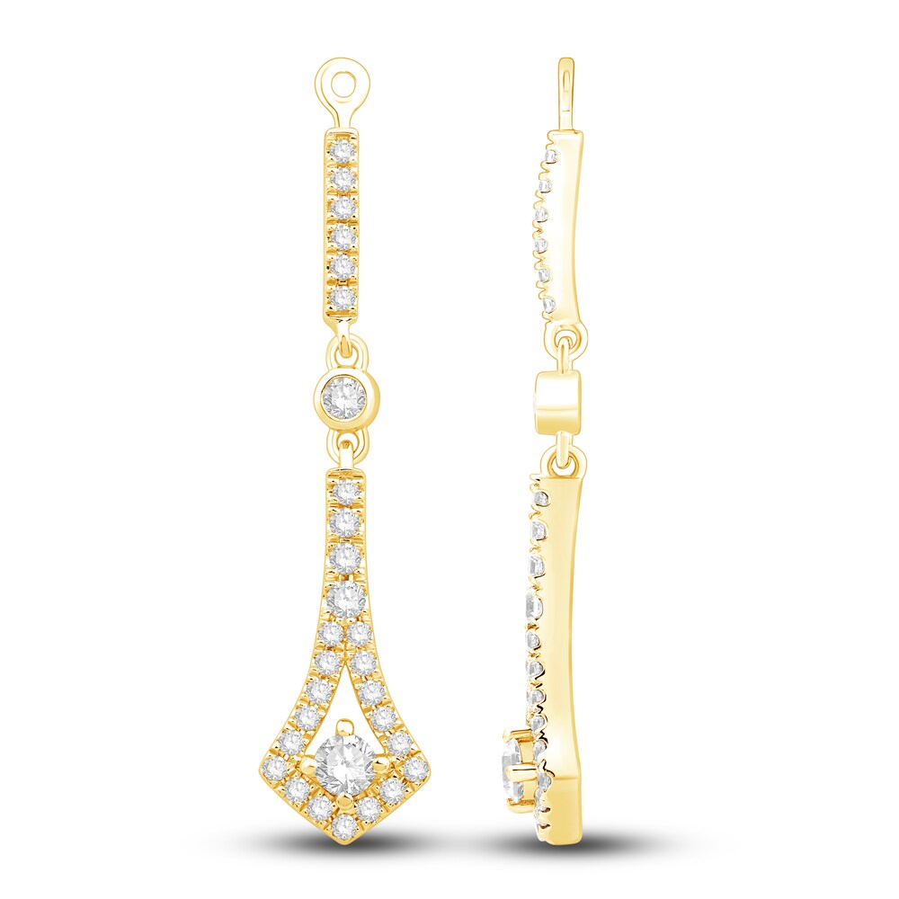 Diamond Dangle Earring Jackets 5/8 ct tw Round 14K Yellow Gold CJMtkqNF
