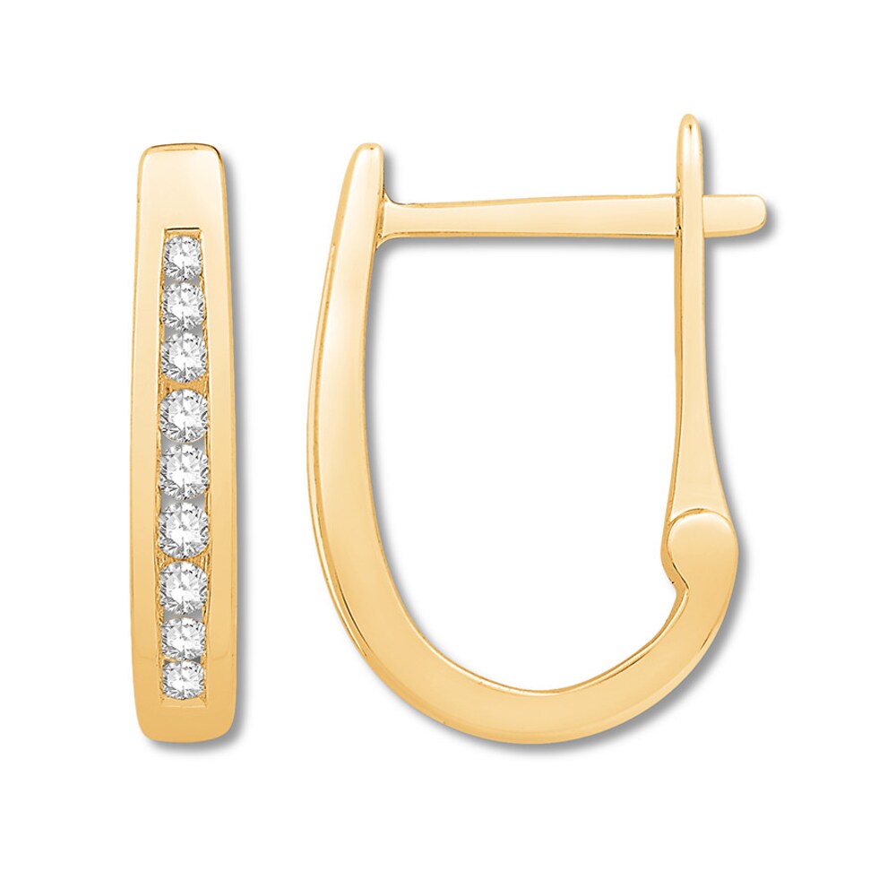 Colorless Diamond Hoop Earrings 1/4 ct tw 14K Yellow Gold CN1mvSQL [CN1mvSQL]