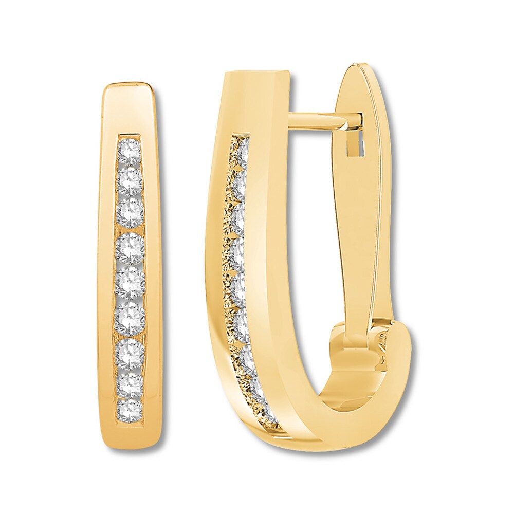 Colorless Diamond Hoop Earrings 1/4 ct tw 14K Yellow Gold CN1mvSQL