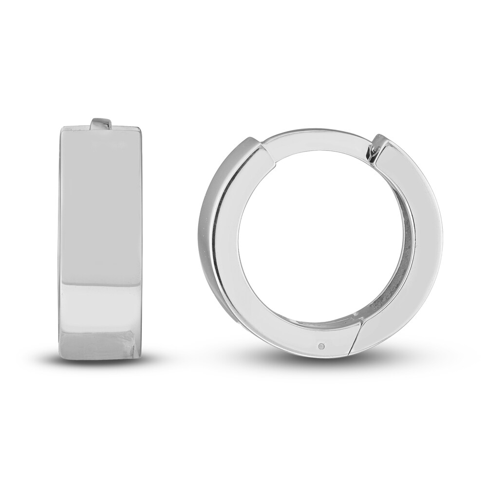 Round Huggie Earrings 14K White Gold CNL5G00y