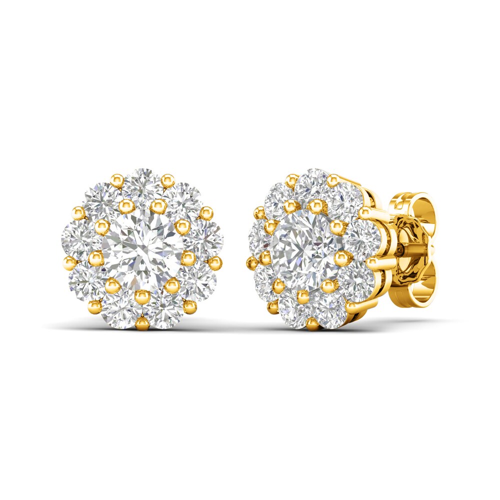 Lab-Created Diamond Halo Earrings 2 ct tw Round 14K Yellow Gold CRH2Y319