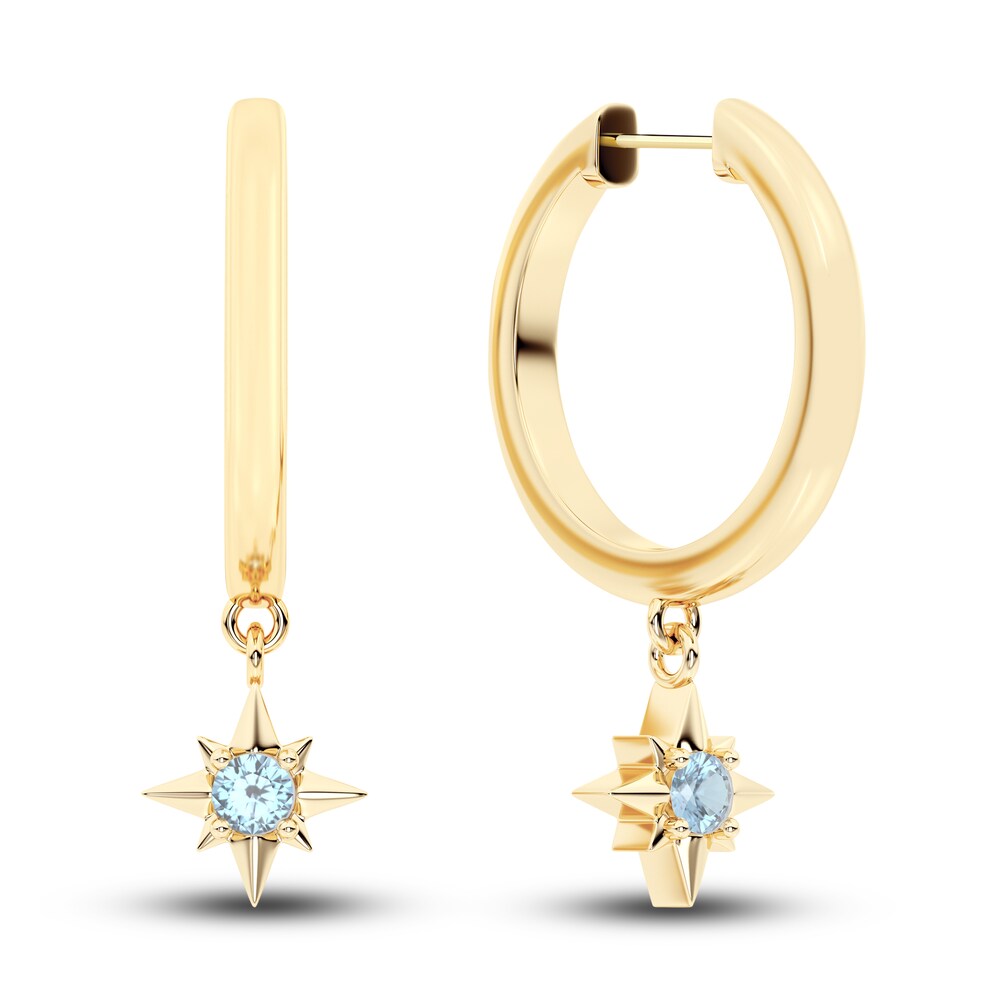 Juliette Maison Natural Aquamarine Starburst Hoops 10K Yellow Gold CX89ePPC