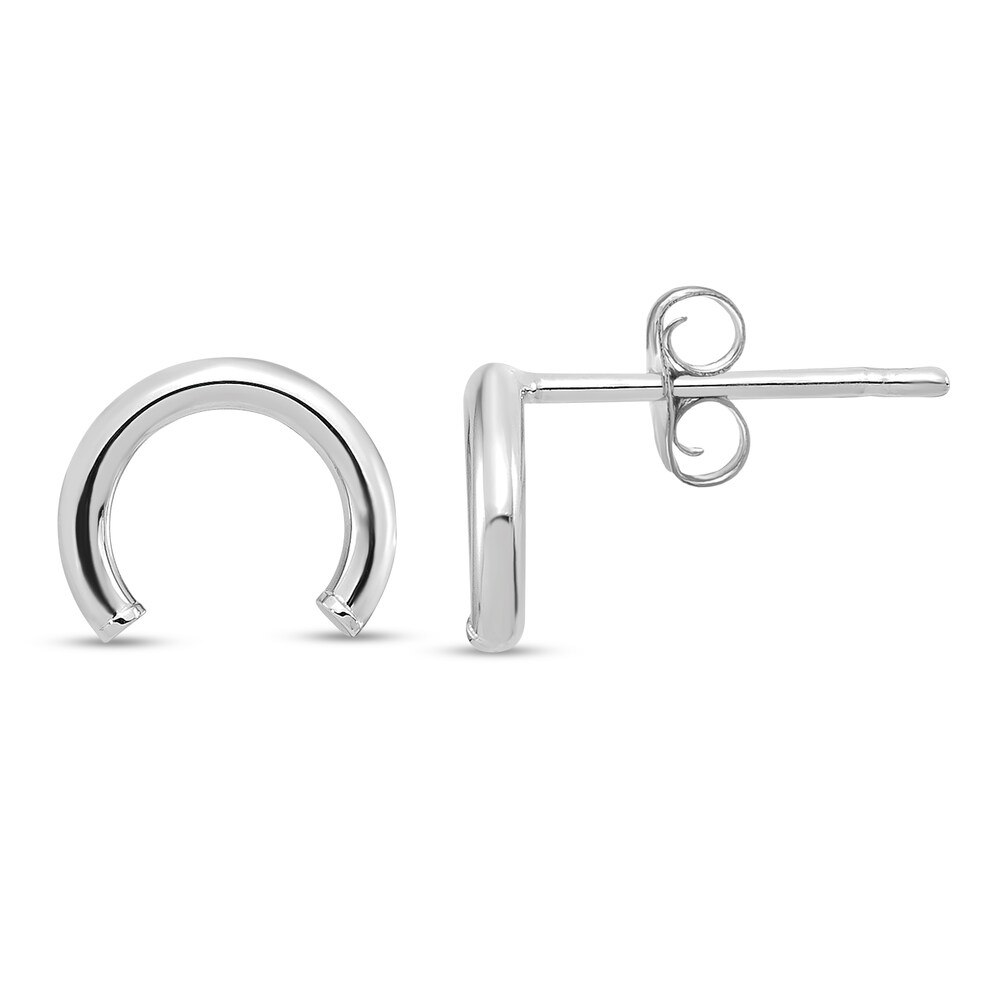 U Shape Tube Stud Earrings 14K White Gold CXnyBX0S