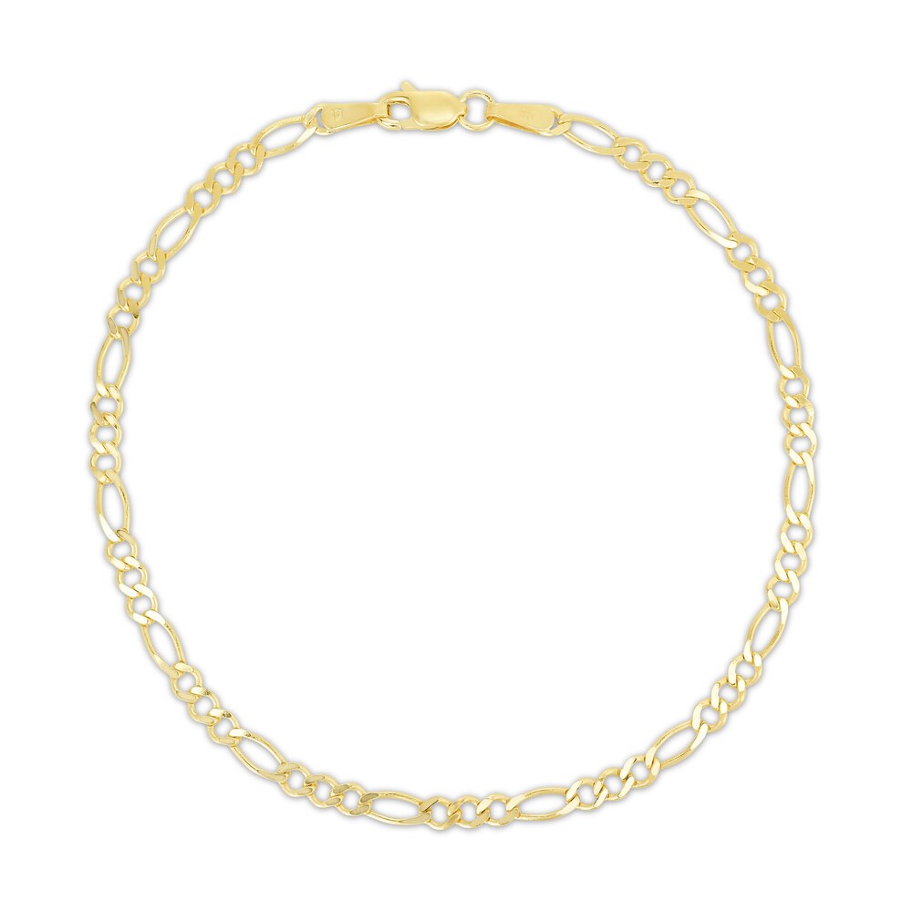 Figaro Chain Anklet 14K Yellow Gold 10" CZJqiIHn