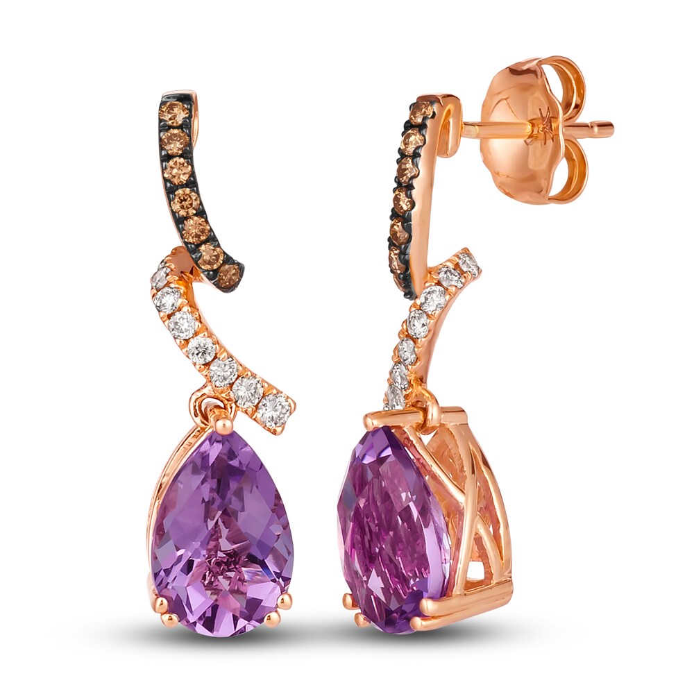 Le Vian Natural Amethyst Earrings 1/4 ct tw Diamonds 14K Strawberry Gold CZrLVxmR