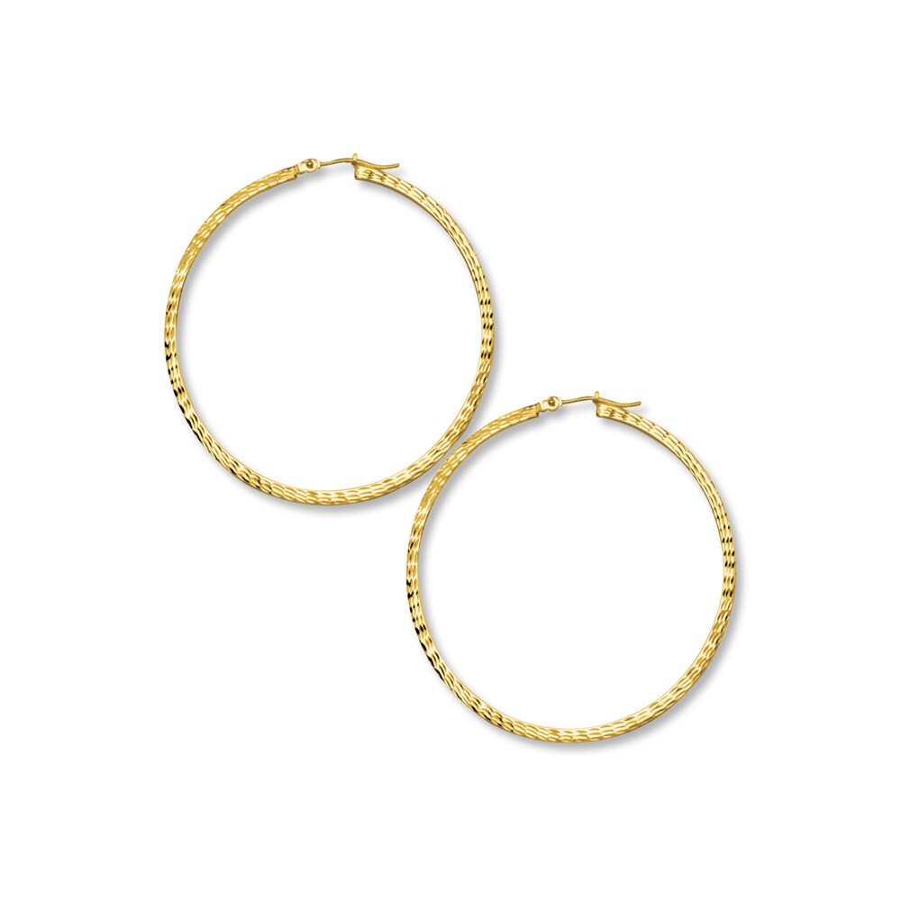 Hoop Earrings 14K Yellow Gold 50mm Cc8KTNfB