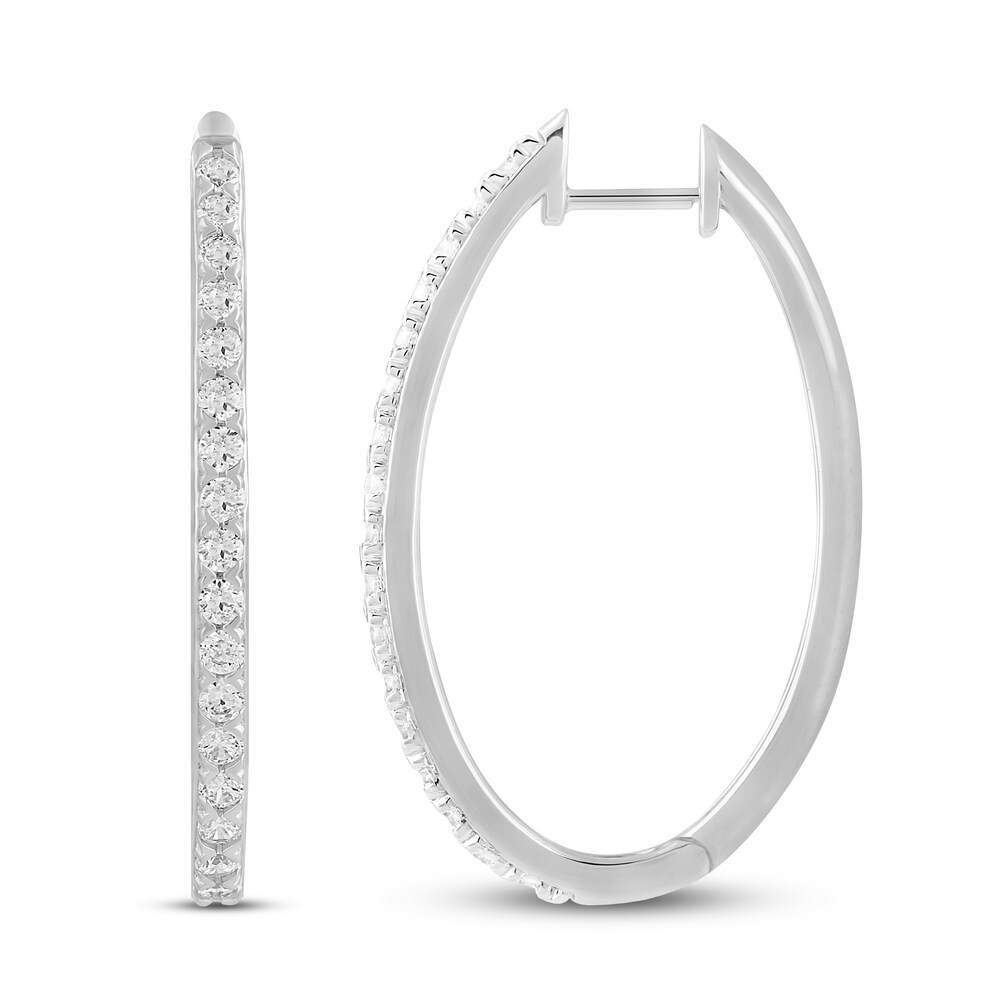 Diamond Hoop Earrings 1 ct tw Round 14K White Gold Cg7AGS5T