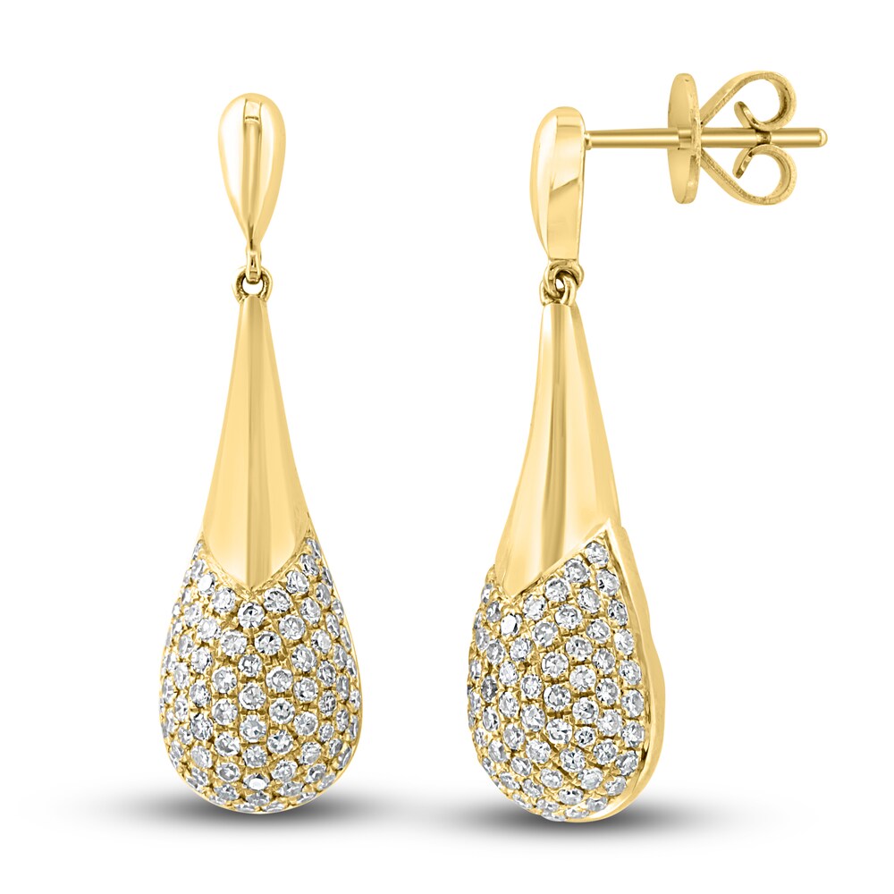 LALI Jewels Diamond Drop Earrings 1 ct tw Round 14K Yellow Gold ChFwRCeQ [ChFwRCeQ]