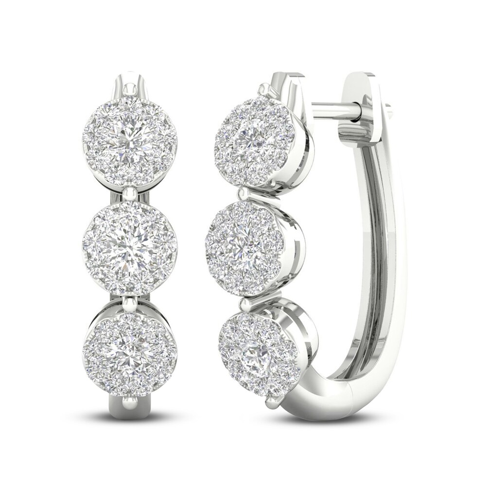 Diamond Hoop Earrings 1 ct tw Round 10K White Gold ClaYOo9W
