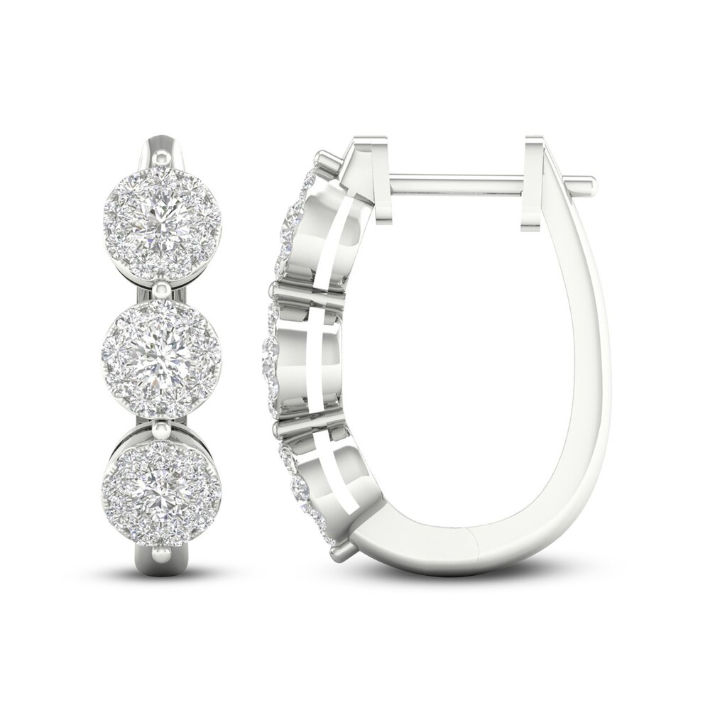 Diamond Hoop Earrings 1 ct tw Round 10K White Gold ClaYOo9W