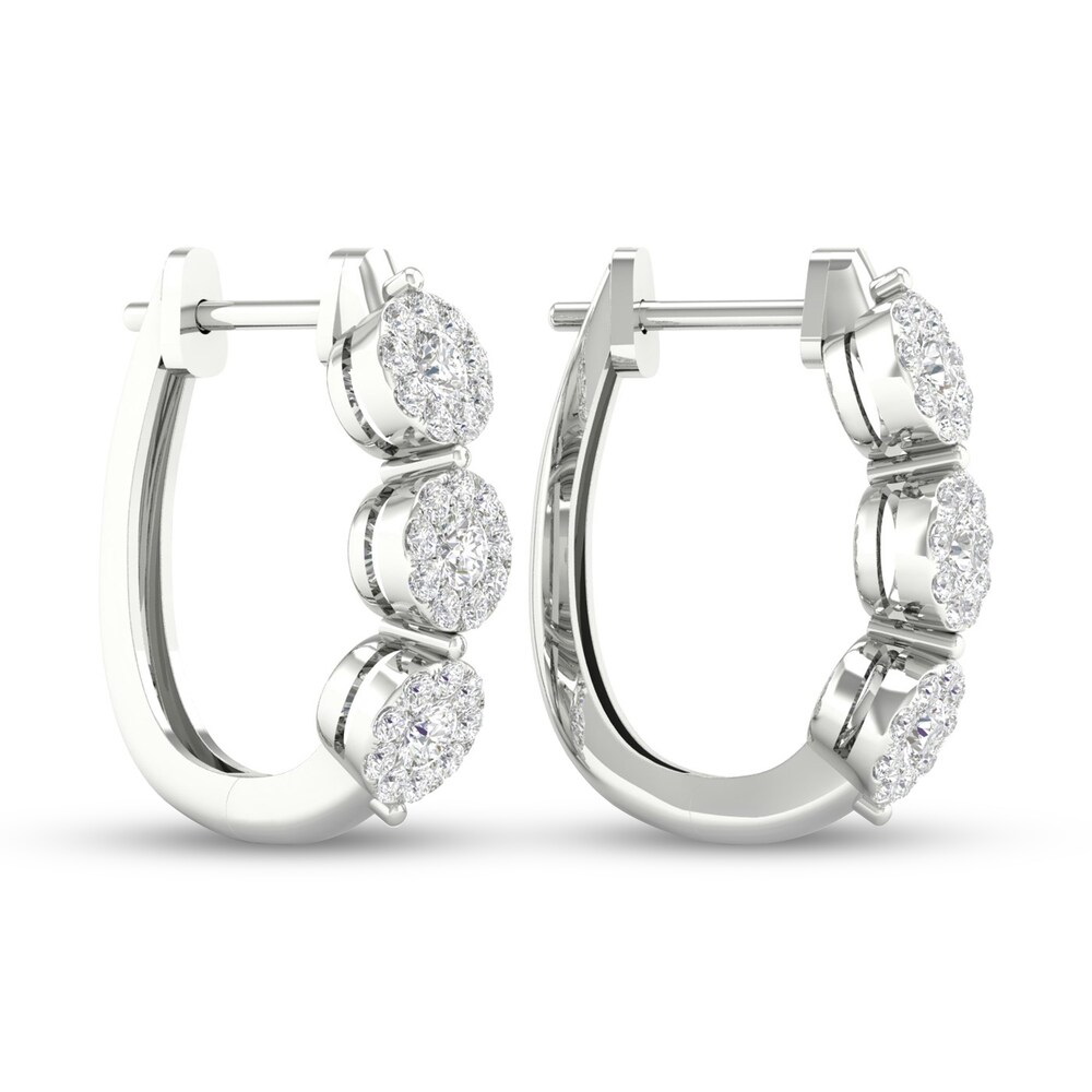 Diamond Hoop Earrings 1 ct tw Round 10K White Gold ClaYOo9W