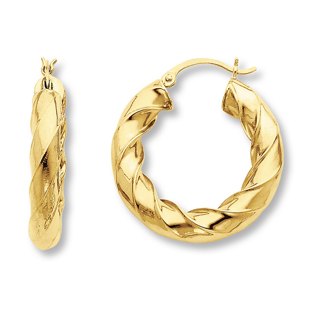 Round Twist Hoop Earrings 14K Yellow Gold CmklF4ku [CmklF4ku]