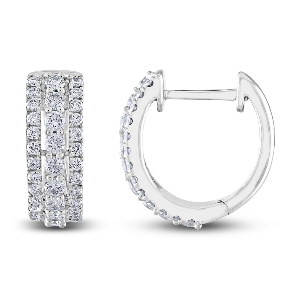 Diamond Hoop Earrings 1/2 ct tw Round 10K White Gold Ct7uVE5u
