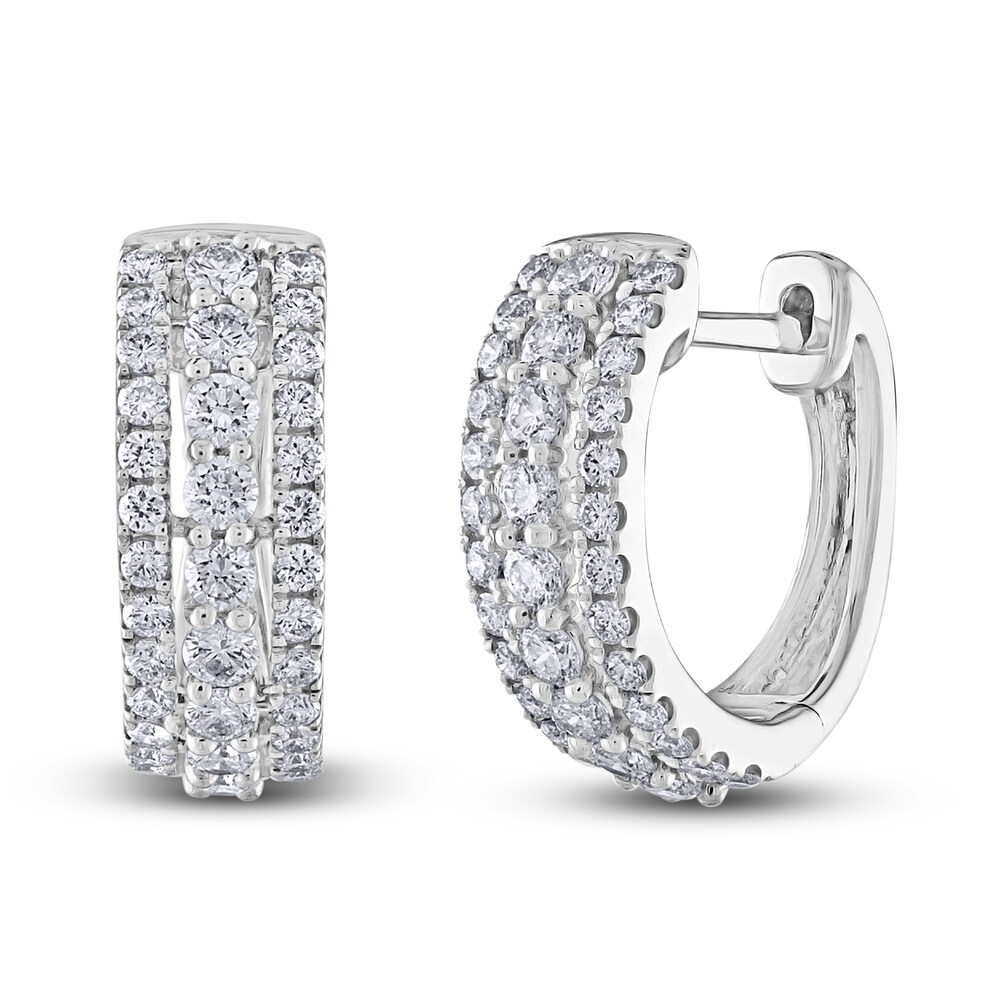 Diamond Hoop Earrings 1/2 ct tw Round 10K White Gold Ct7uVE5u