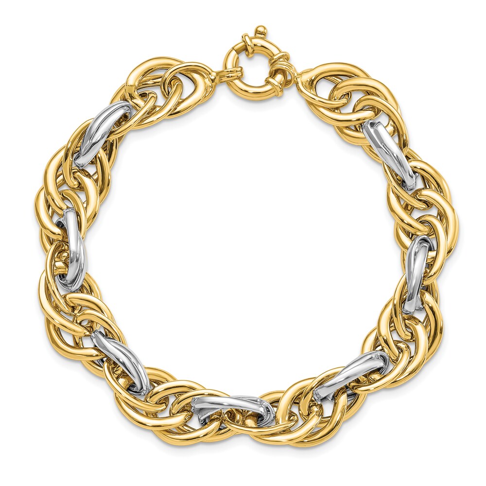 Fancy Link Bracelet 14K Two-Tone Gold 8.25" Cu5YdWyp