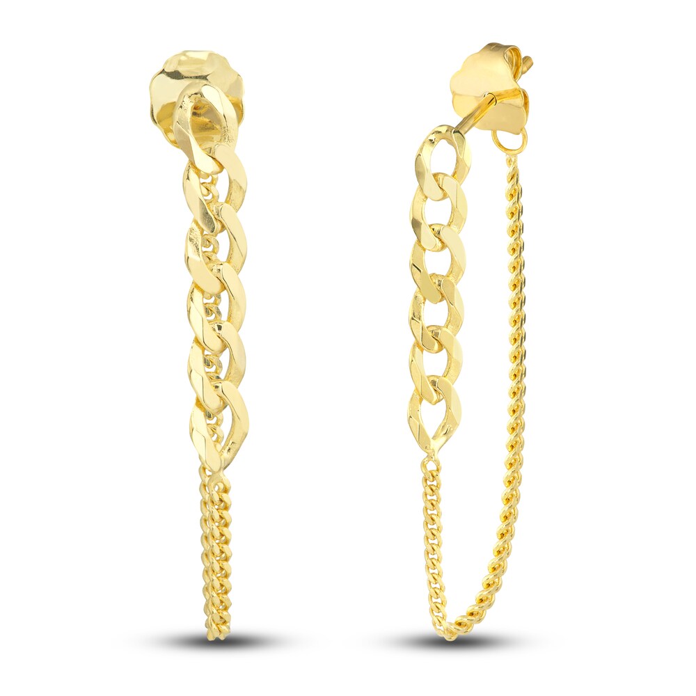 Curb Chain Drop Earrings 14K Yellow Gold CwCEVF8l
