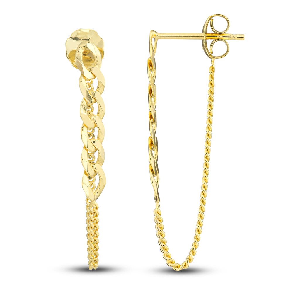 Curb Chain Drop Earrings 14K Yellow Gold CwCEVF8l