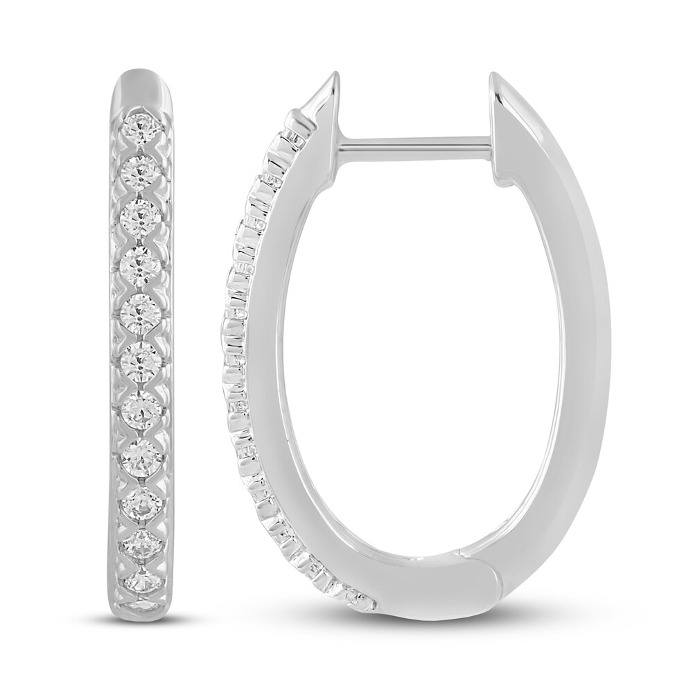 Diamond Hoop Earrings 1/4 ct tw Round 10K White Gold CxEZGAMz