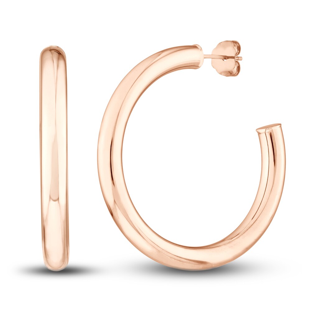 Polished Open Hoop Earrings 14K Rose Gold 35mm D0BbtHWv