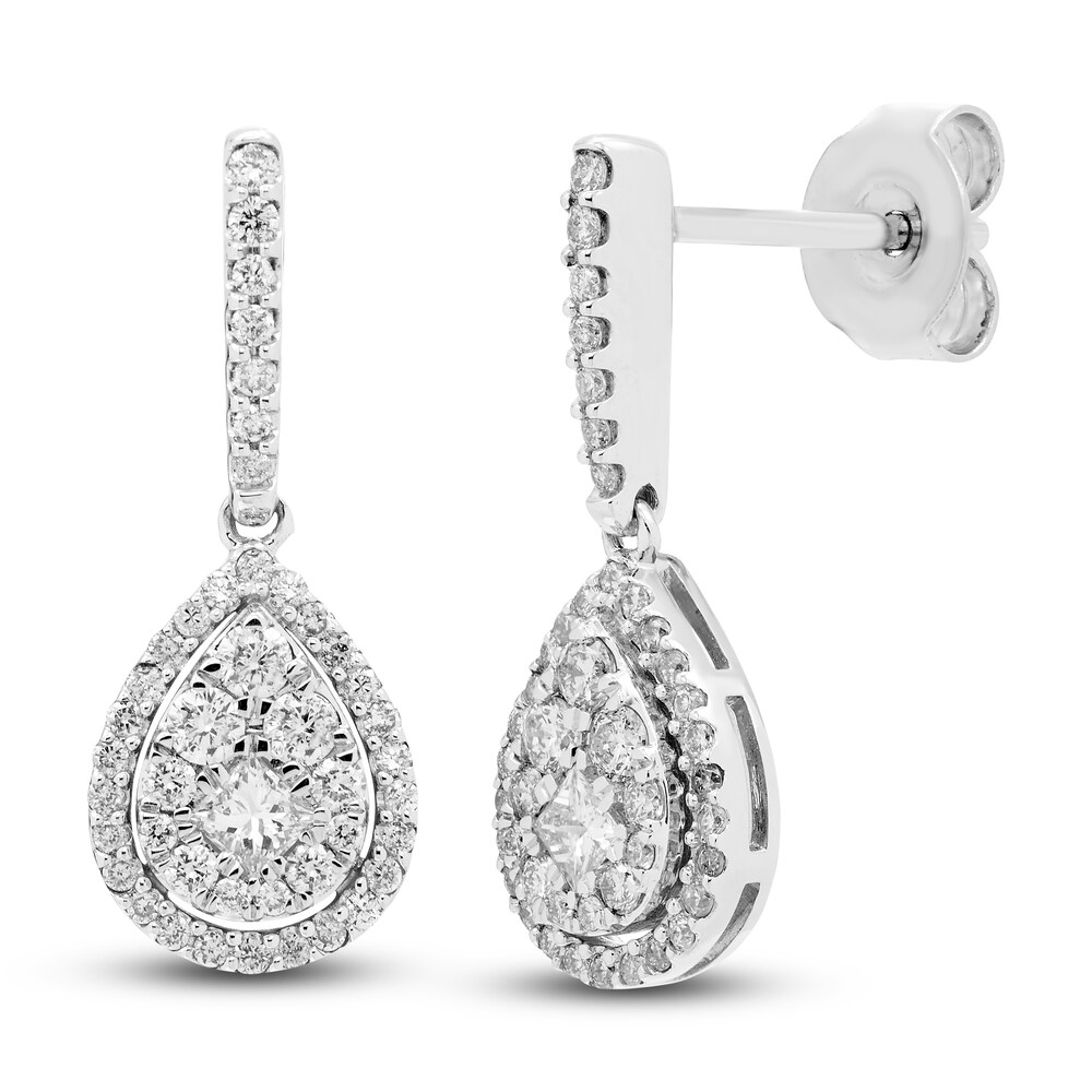 Diamond Dangle Earrings 1/2 ct tw Round 10K White Gold D1KWFgJJ