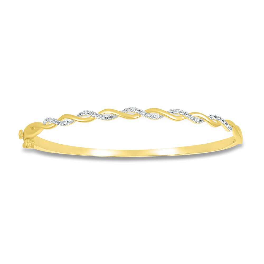 Diamond Twisted Bangle Bracelet 1/3 ct tw Round 10K Yellow Gold D2QTBls5 [D2QTBls5]
