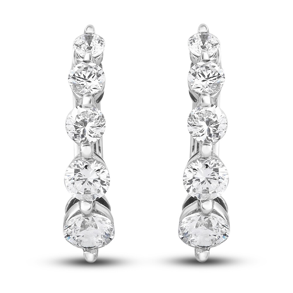 Diamond Huggie Earrings 2 ct tw Round 14K White Gold D7b5oIyL