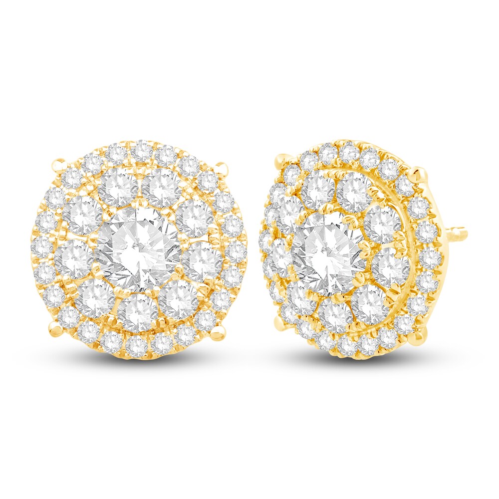 Diamond Stud Earrings 1-1/2 ct tw Round 14K Yellow Gold D99bksVv