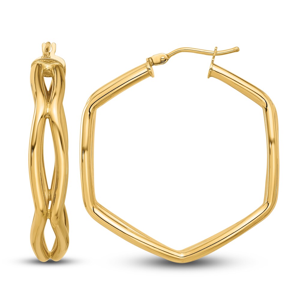 Geometric Hoop Earrings 14K Yellow Gold DDxKpAq5