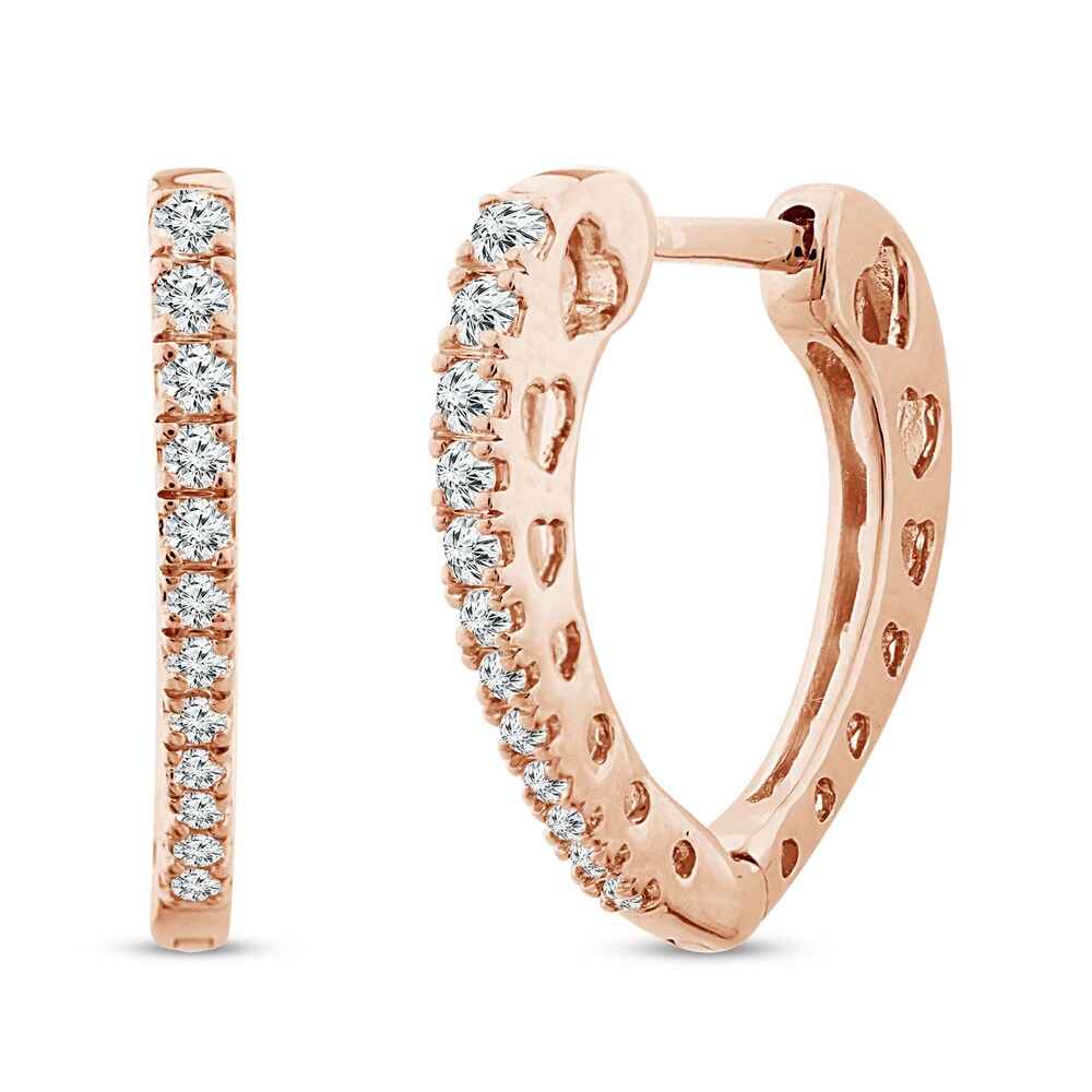 Diamond Hoop Earrings 1/6 ct tw Round 10K Rose Gold DLQBCHL7