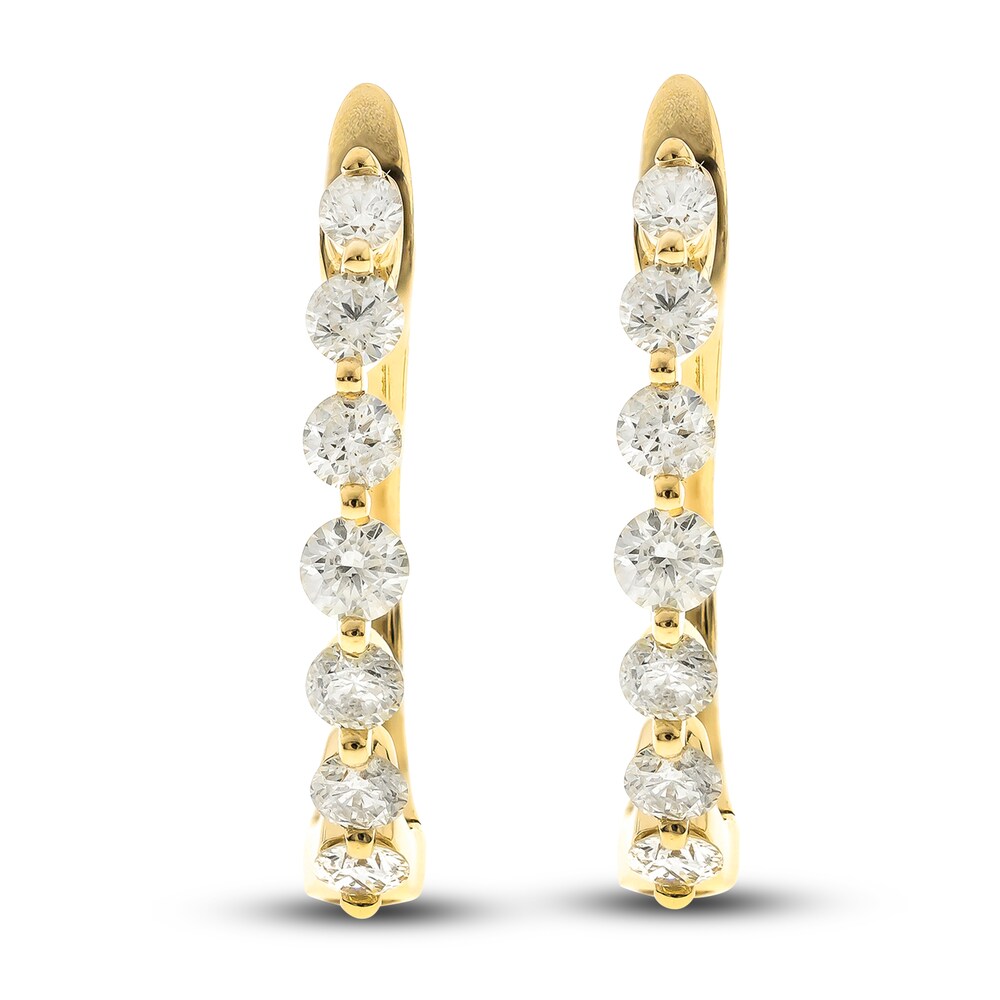 Diamond Hoop Earrings 7/8 ct tw Round 14K Yellow Gold DNCcl4fE