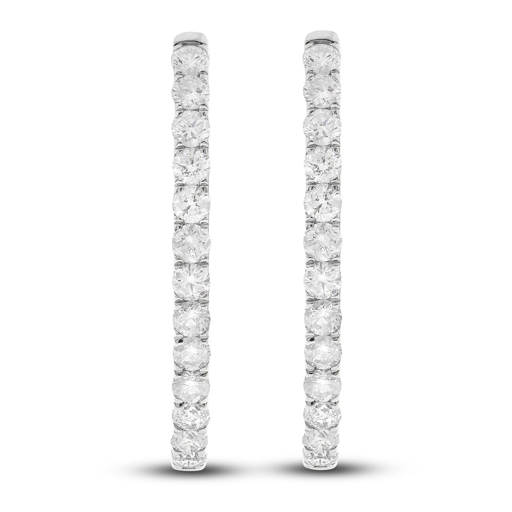 Diamond Hoop Earrings 3 ct tw Round 14K White Gold DOhK2PWZ