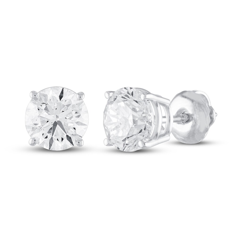 Diamond Solitaire Earrings 3 ct tw Round 14K White Gold (I2/I) DPvVKWhB