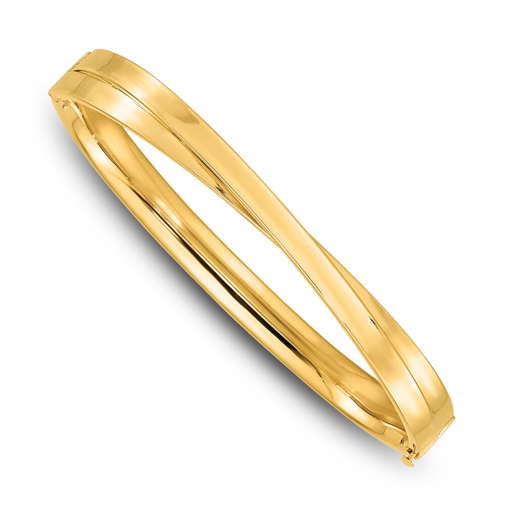 Bypass Hinged Bangle Bracelet 14K Yellow Gold 7" DQ2SQ9Ec