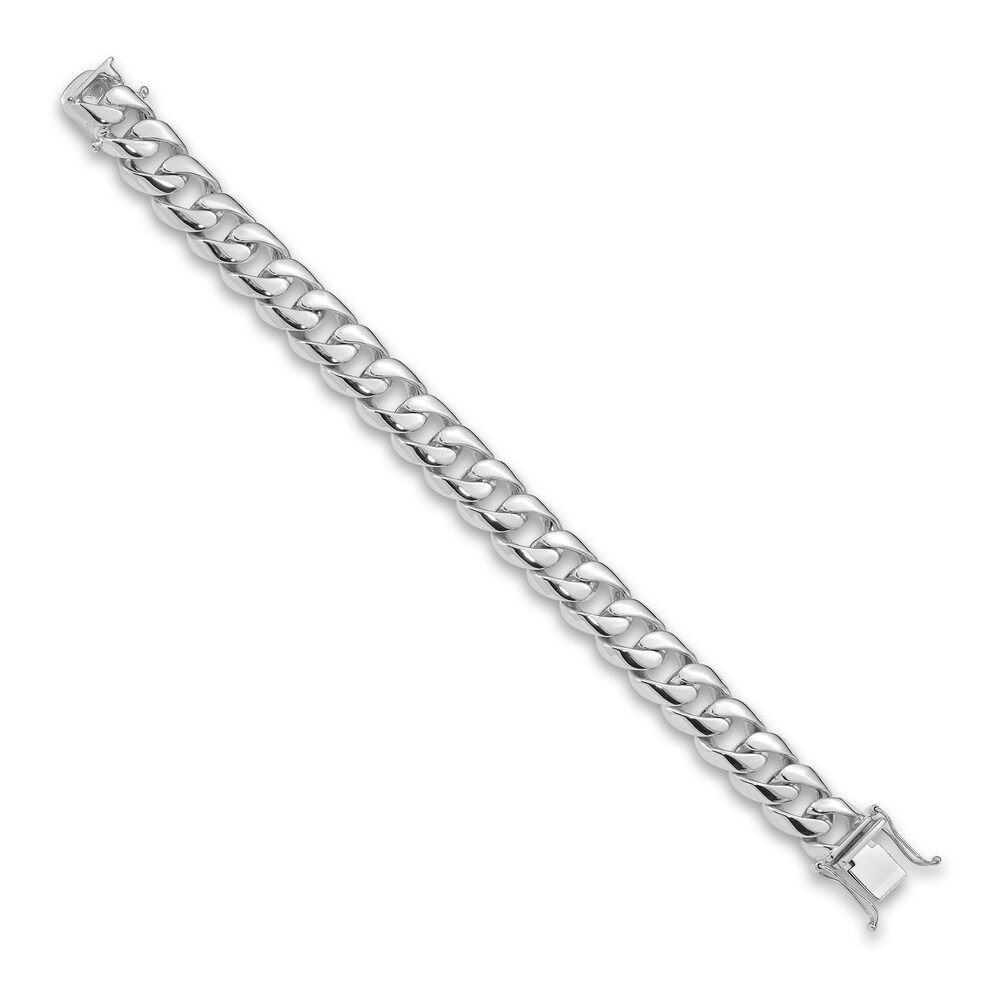 Men\'s Curb Chain Bracelet 13.4mm 14K White Gold 8\" DSSf6O3T