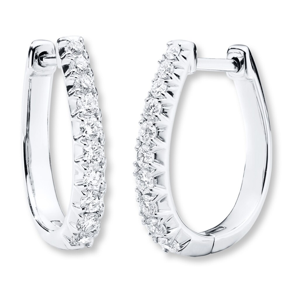 Diamond Hoop Earrings 1/2 ct tw Round-cut 14K White Gold DUIKykTs