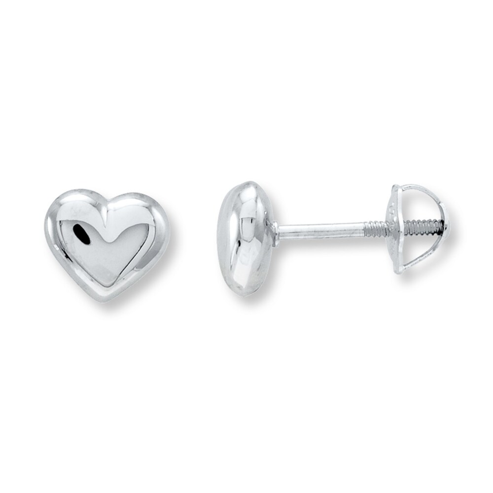 Puffed Heart Earrings 14K White Gold DUhII8ur