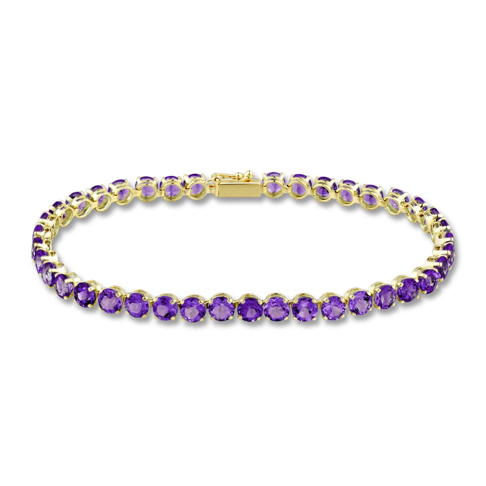 Natural Amethyst Tennis Bracelet 10K Yellow Gold 7" DXS8wgI1