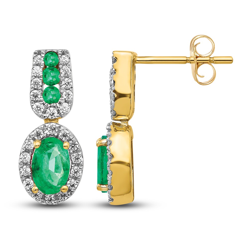 Natural Emerald Earrings 1/3 ct tw Diamonds 14K Yellow Gold DbEXt6Ve