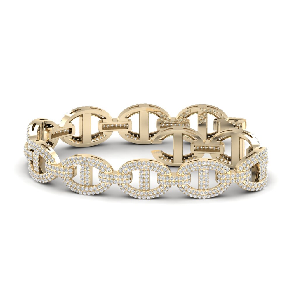 Men's Lab-Created Diamond Bracelet 6 ct tw Round 14K Yellow Gold 8.5" Dbypu8wx