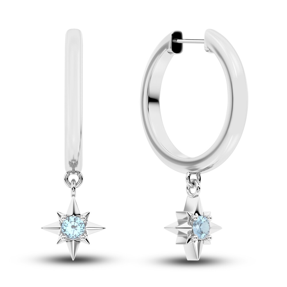 Juliette Maison Natural Aquamarine Starburst Hoops 10K White Gold DcDuQ3Iw