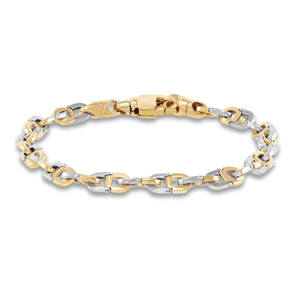 Italia D'Oro Men's Mariner Link Bracelet 14K Two-Tone Gold 8.25" DdNnpL0r