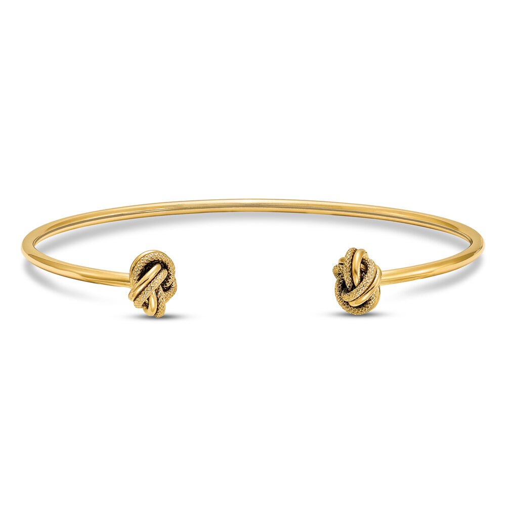 Textured Love Knot Flexible Cuff Bangle Bracelet 14K Yellow Gold Ded2Vex9