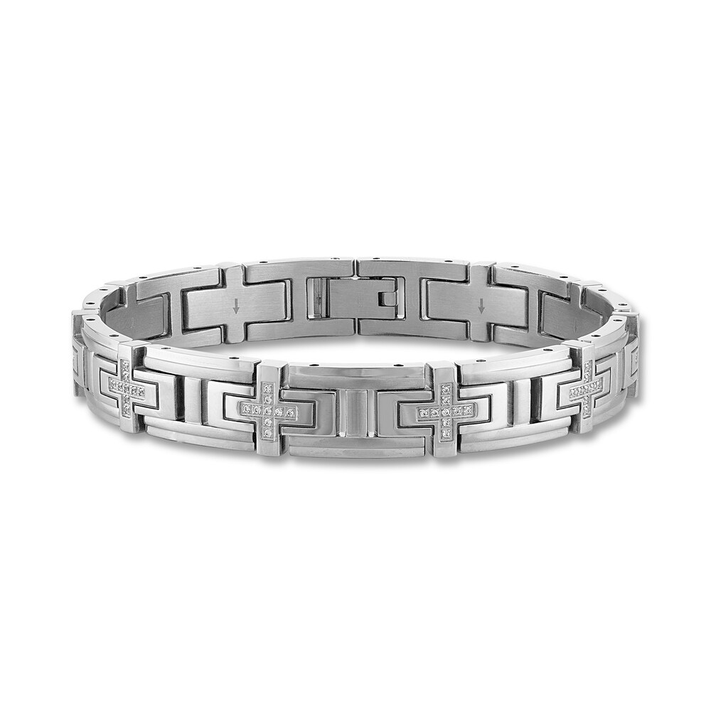 Men\'s Diamond Bracelet 1/2 ct tw Round Stainless Steel DhkqYehH