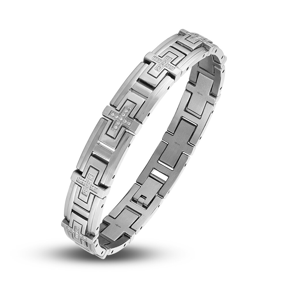 Men\'s Diamond Bracelet 1/2 ct tw Round Stainless Steel DhkqYehH