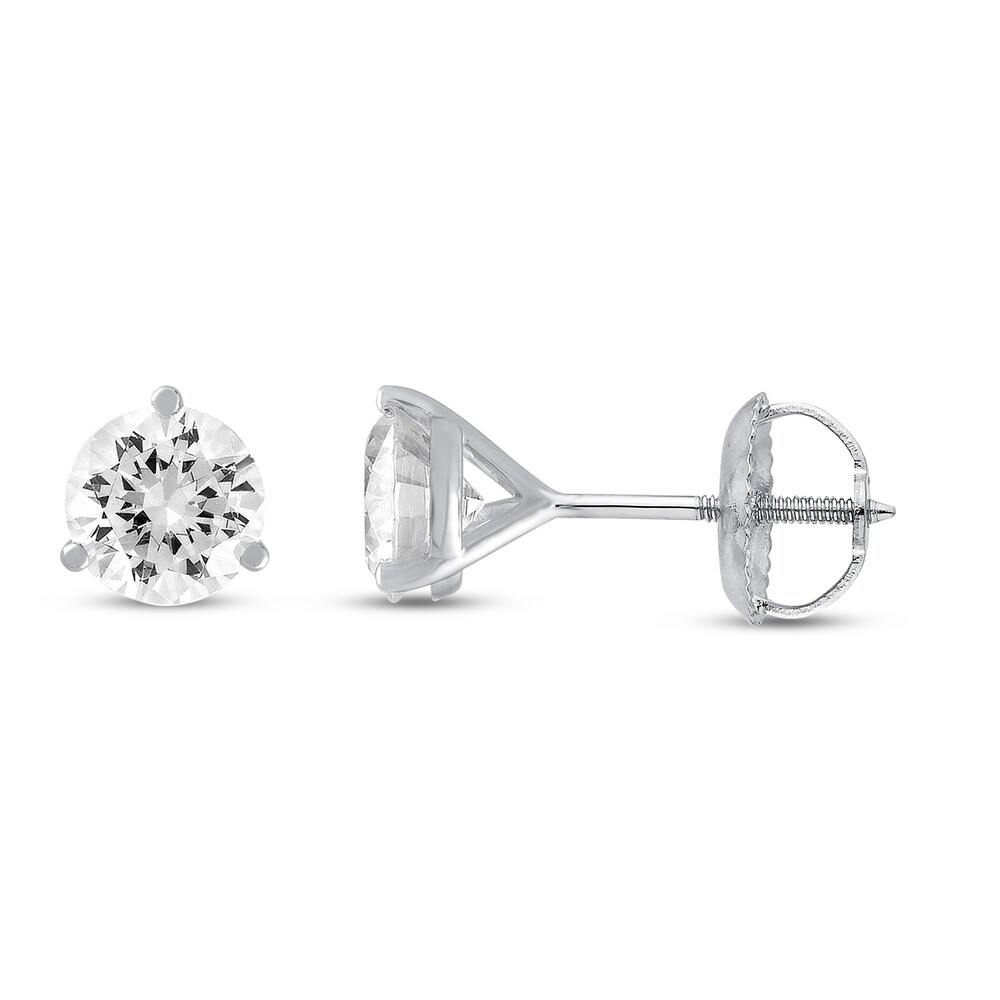 Certified Diamond Solitaire Earrings 2 ct tw Round 18K White Gold (SI2/I) DlmoZetL