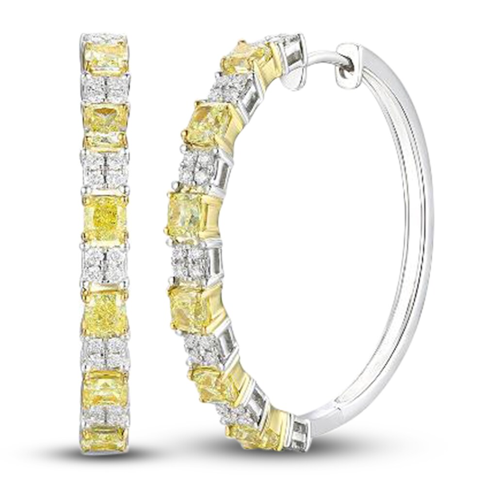Le Vian Sunny Yellow/White Diamond Earrings 2-1/2 ct tw Cushion/Round 14K Two-Tone Gold DmmrG8NM