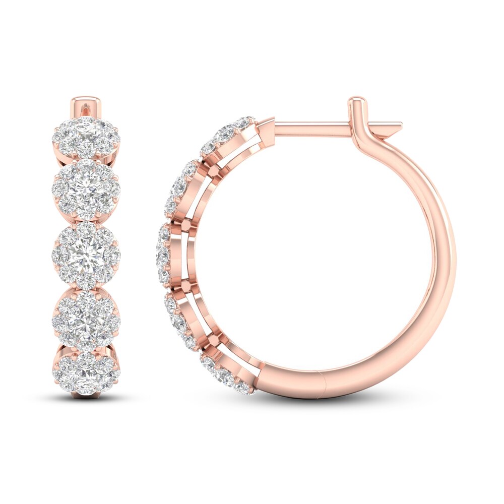 Diamond Hoop Earrings 2 ct tw Round 14K Rose Gold DoMPyFut