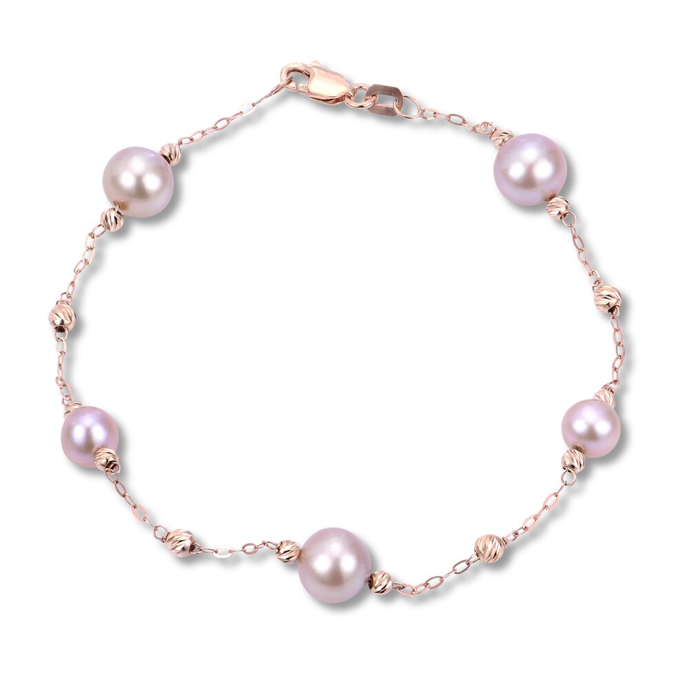 Pink Cultured Freshwater Pearl Bracelet 14K Rose Gold DsRftq3N